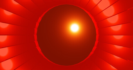 Render with a ball and converging surfaces with a red highlight