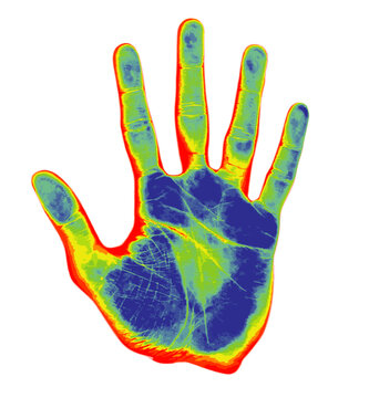 Thermal hand vector illustration digital scanner print technology 