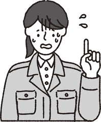 作業着姿の女性_焦る