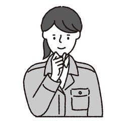 作業着姿の女性_なるほど