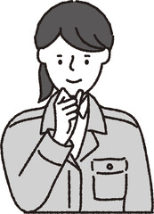 作業着姿の女性_なるほど