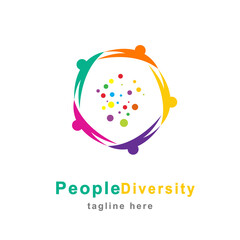 abstract logo diversity and togetherness of social people. Social team logo icon. Social diversity, team work.
