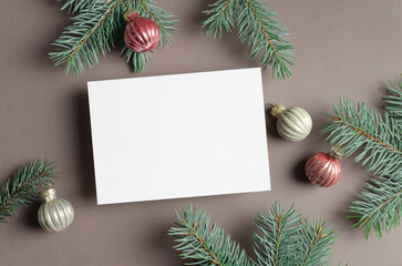 Fototapeta na wymiar Blank card template for winter holidays