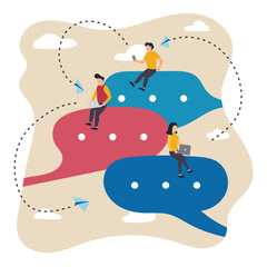 Naklejka premium Brainstorming. Vector illustration. Art design with employees, businessmen in working process. Concept of business, career development, partnership, team work, innovative business approach