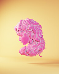 Pink Blue Medusa Gorgon Greek Culture Mythological Woman Female Goddess 3d illustration render