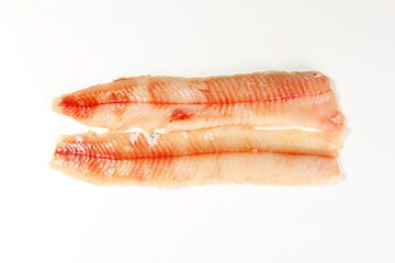 How to make pike fillets with a knife. process on a white background
