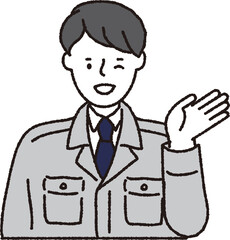 作業着姿の男性_ウィンクこちら