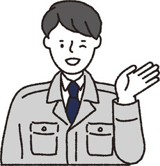 作業着姿の男性_ウィンクこちら