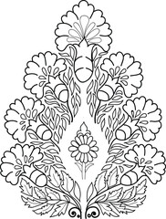 Hand drawn floral paisleys, png, ready to print 