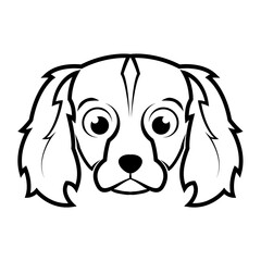 Cute Cartoon Vector Illustration icon of a English cocker spaniel  puppy dog. It is outline style.