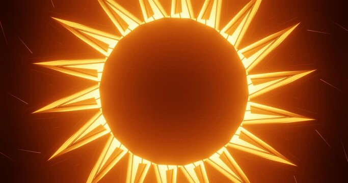 3d render with abstract geometric glowing sun