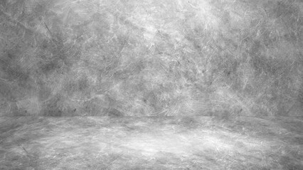 Concrete wall white and gray color for background. Old grunge textures with scratches and cracks. White and gray painted cement wall texture.