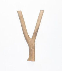 wooden slingshot isolated on white background