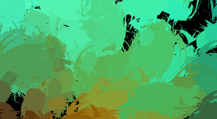 Painted composition with vibrant brush strokes. Textured colorful painting. Paint brushed wallpaper.