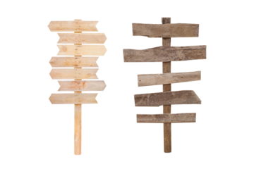  Wood sign plank, wooden sign two style  isolated on white background with clipping path include for design usage purpose.