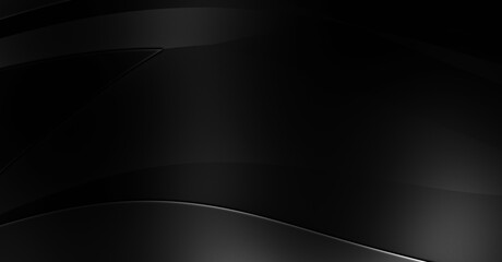 Black curvy pattern surface. 3d illustration. Abstract futuristic background. Minimalist geometric cover design. Warped black stripes. Luxury relief texture wallpaper. Elegant backdrop. - 548169595
