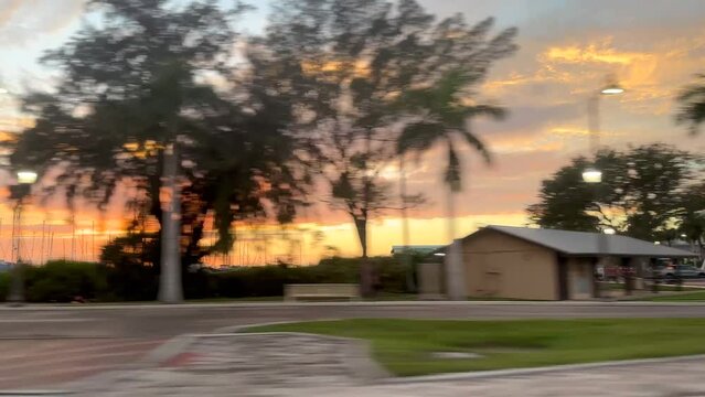 Passenger view from car window on florida, USA