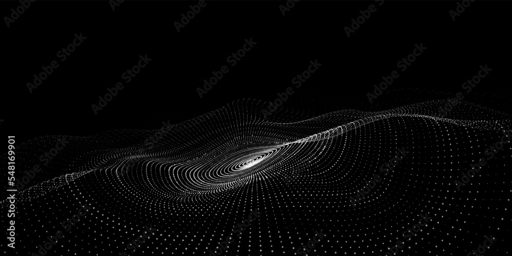 Poster 3d digital circular dynamic wave. technology smart wave. seamless flow digital structure. cyber tech