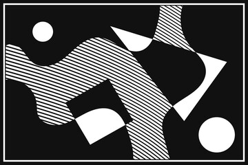 Black and white geometric vector background. Abstract shapes.