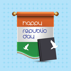 Happy Republic Day celebration concept with Indian flag colors on scroll
