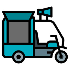 rickshaw food truck filled outline icon