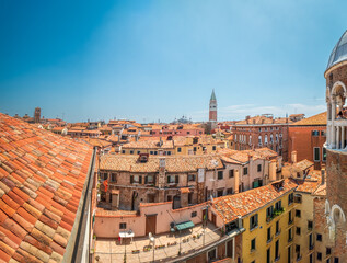 Fototapeta premium Italia Roof Top View across mediterrean Venezian old town 