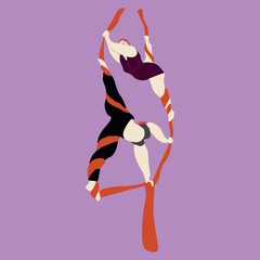 Obraz premium Aerialists. Vector Aerialists.Flat illustration. Aerial training.
