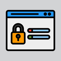 Password icon in filled line style about browser, use for website mobile app presentation