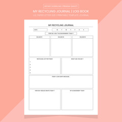 My Recycling Journal | Recycling Diary Log Book | Notebook Printable Template
