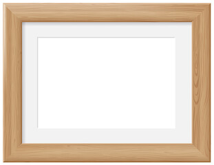 Obraz premium Photo Realistic Natural Wooden Frame And Passe-partout Template