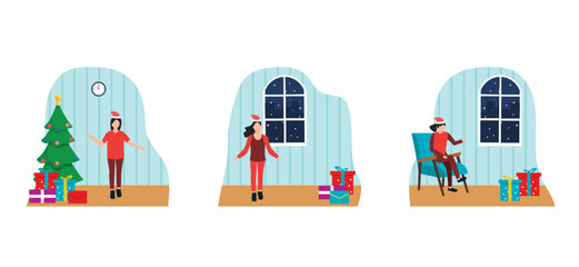 Obraz na płótnie Canvas Christmas Celebration Flat Bundle Design Illustration
