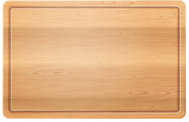 Photo Realistic Rectangle Wooden Cutting Board Isolated