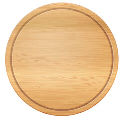 Photo Realistic Round Wooden Plate or Cutting Board Isolated