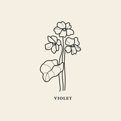 Line art violet flower illustration