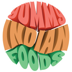 Indian Foods 3D Text Illustration. Transparent PNG.
