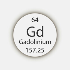Gadolinium symbol. Chemical element of the periodic table. Vector illustration.