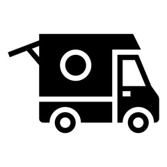 camper food truck glyph icon