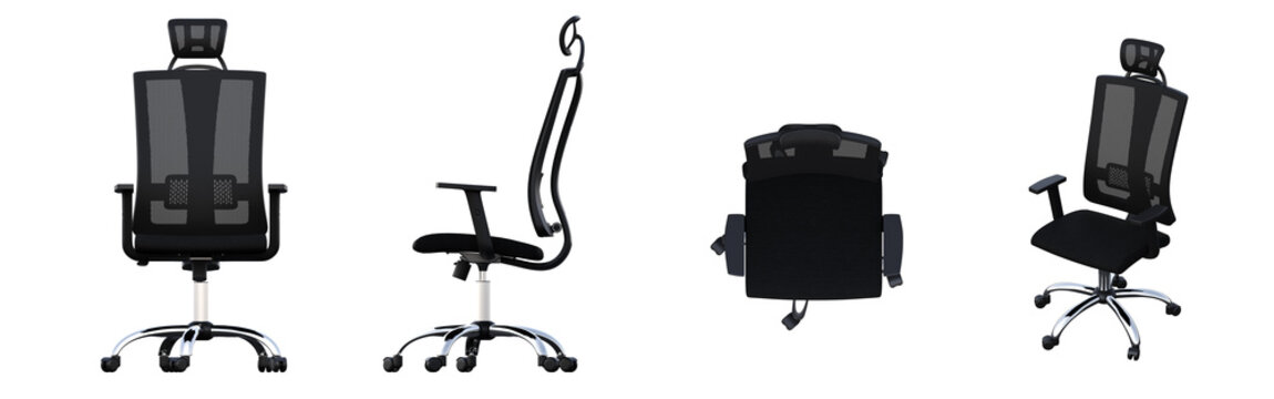 office chair isolate on a transparent background, interior furniture, 3D illustration, cg render

