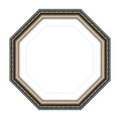 polygonal wooden frame for picture or photo, isolated on a transparent background