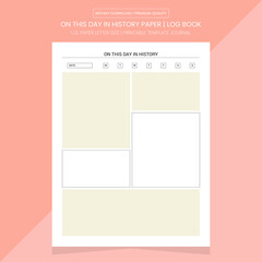 On This Day In History Notebook Printable Template 