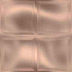 Rose gold 3d seamless pattern, pink golden squares background