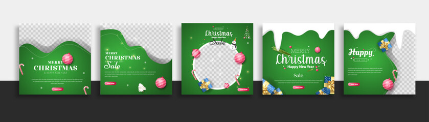 set of christmas social media post template web banner for promotions your product. 