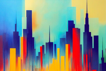 abstract colorful city skyline generative ai illustration
