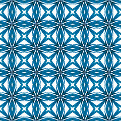 Hand drawn tropical seamless border. Blue artistic boho chic summer design. Textile ready gorgeous print, swimwear fabric, wallpaper, wrapping. Tropical seamless pattern.
