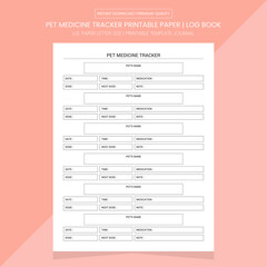 Pet Medicine Tracker Printable | Diary Journal | Notebook Printable Template