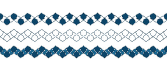 Set of borders of Islamic pattern for Ramadan greetings cards and templates. Vector illustration.