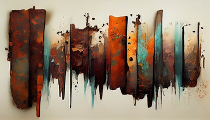 Grungy rusty metal texture background. Metal and rust as grunge background texture panorama wallpaper. Dripping paint. Vintage matted color rusty backdrop. (3d rendering) - obrazy, fototapety, plakaty