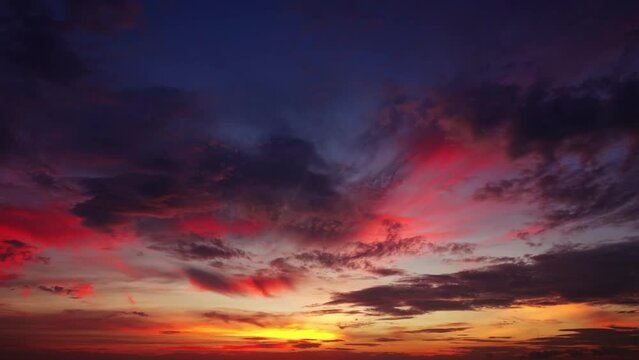 Beautiful majestic colourful tropical sky at sunset, timelapse 4k