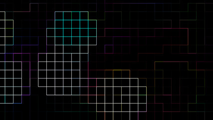 Illustration of colorful geometric shapes on a black background