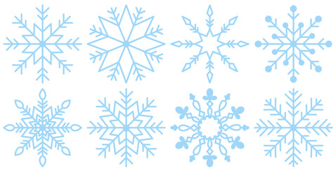 Snowflakes collection. Beautiful snowflakes set for christmas winter design. A set of Christmas and New Year elements. Winter symbol.
